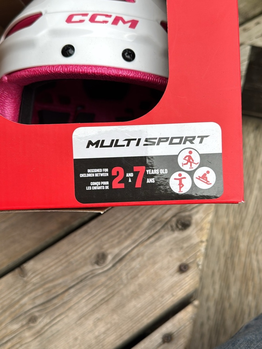 CCM Youth Helmet Box — Red with White Label